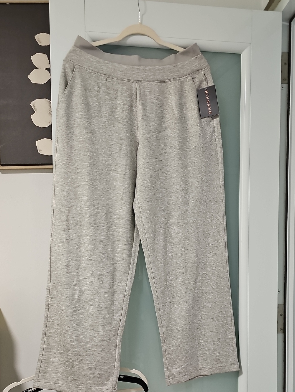 Danskin Light Gray Heather Double Waistband Joggers